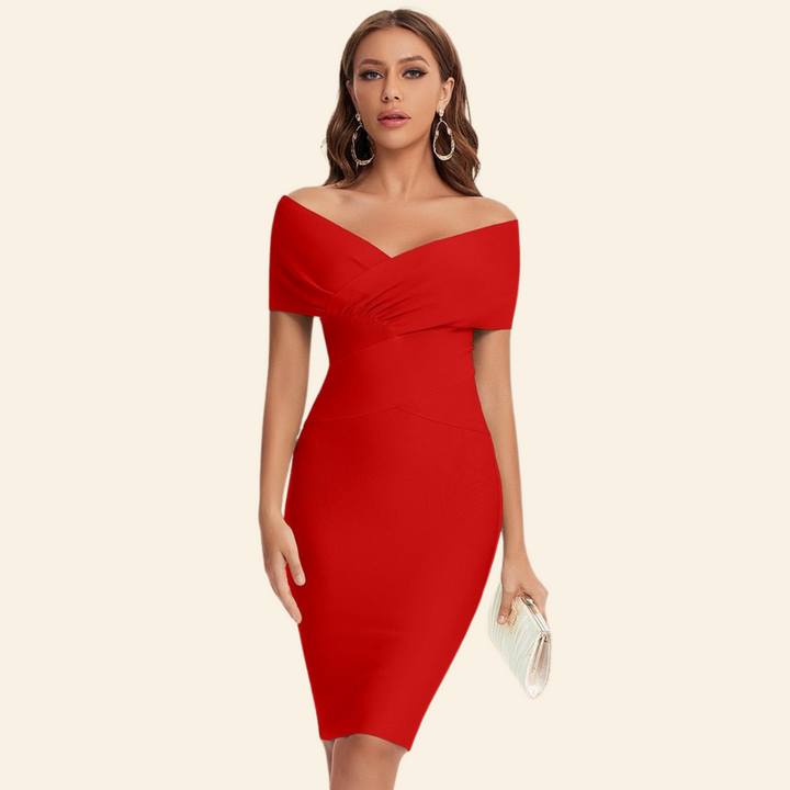 Bandagenkleid mit V-Ausschnitt - Celeste