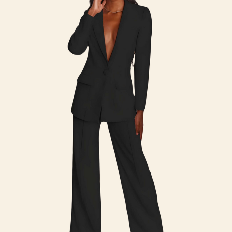 Business 2-teiliger Anzug mit Jacke und weitem Hose - Sophia