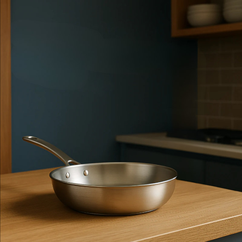 Titanium Induction Cookware with Hammered Finish – Durable Metallic Silver Pan 3
