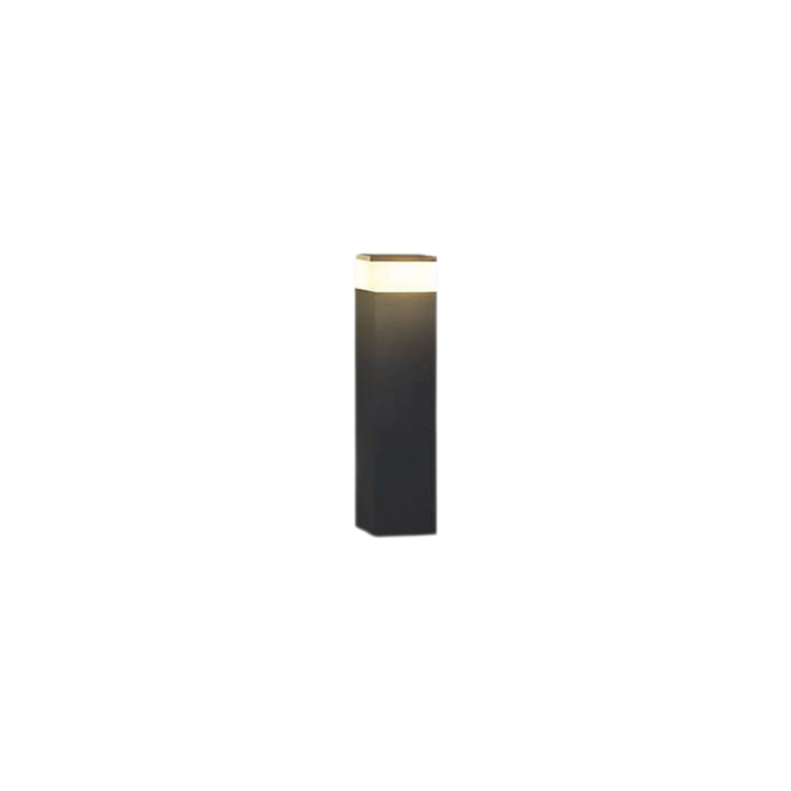 Kortere zwarte rechthoekige lichtpaal met warmwit oplichtend bovenstuk, vrijgesteld op een witte achtergrond. 1