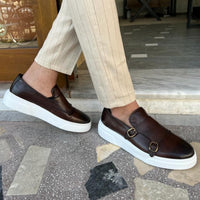 Schnürfreie Herren-Ledersneaker mit Schnallendetails – Dante