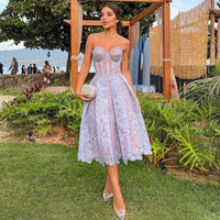 Strapless Knit Midi Dress with Corset Top - Luna
