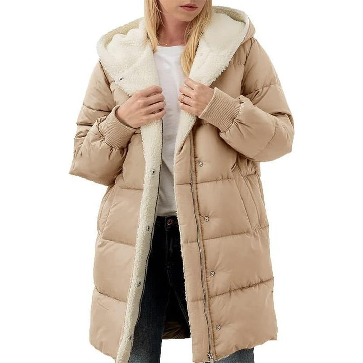 Wendbare Baumwoll Damen Winterjacke mit Kapuze - Nina