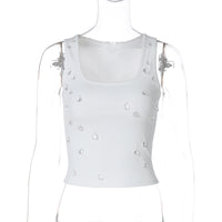 Trendy women's crop top with decorated detail and figure-accentuating cut - Liora