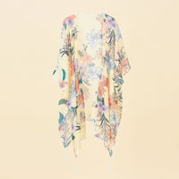 Kimono-Cover-up mit Blumenmuster und Quasten – Liora
