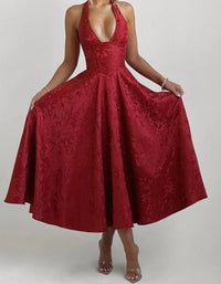 Stilvolles Damen-A-Linien-Cocktailkleid mit tiefem V-Ausschnitt – Liora