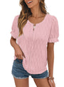 Luftiges & stilvolles Damen-Shirt mit Puffärmeln und Spitzenakzent – Noemi