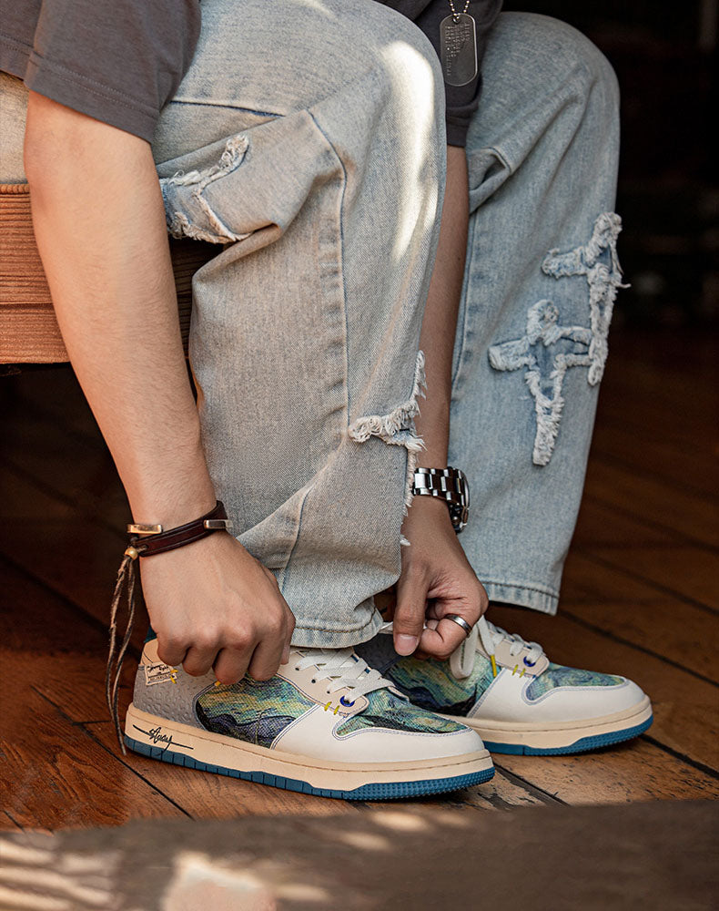 Künstlerische Unisex Sneaker mit Sternennacht-Design und bequemer Sohle – Lior