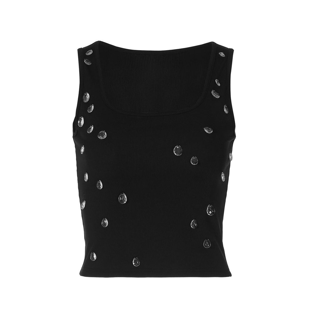Trendy women's crop top with decorated detail and figure-accentuating cut - Liora