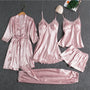 Satin-Schlafset 5-teilig mit Spitze für Damen – Liora