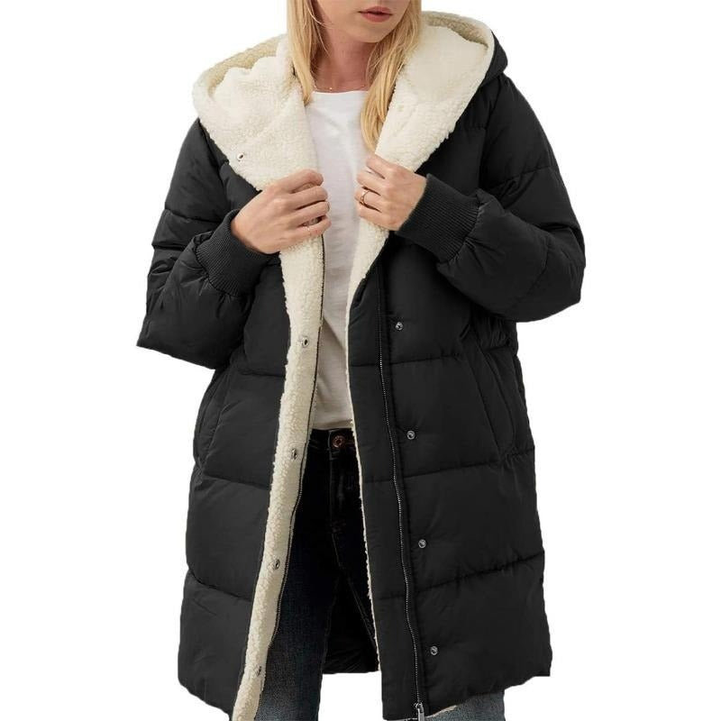 Wendbare Baumwoll Damen Winterjacke mit Kapuze - Nina
