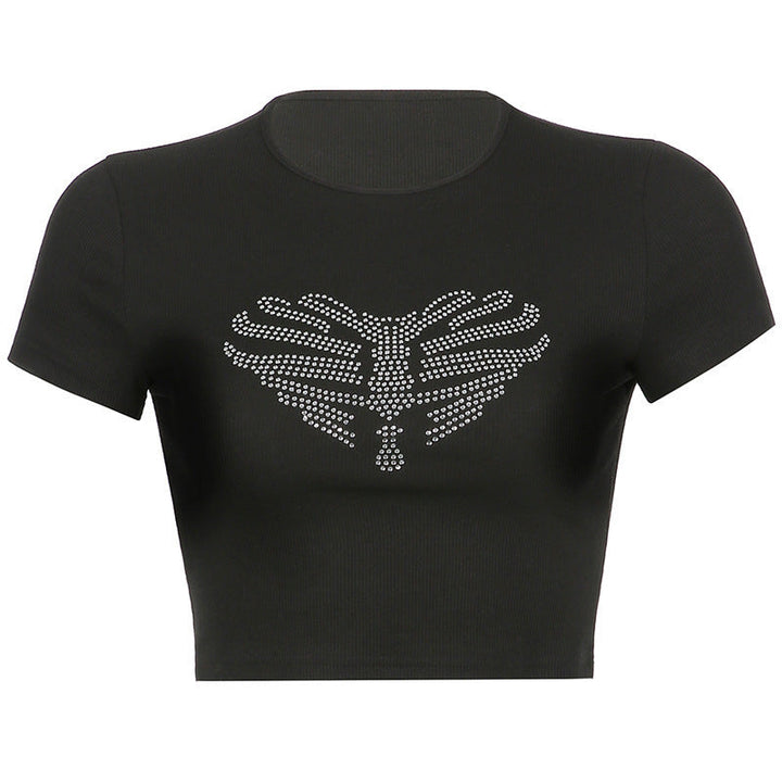 Trendiges Damen-Crop-Top mit Strass-Skelettmuster - Yara