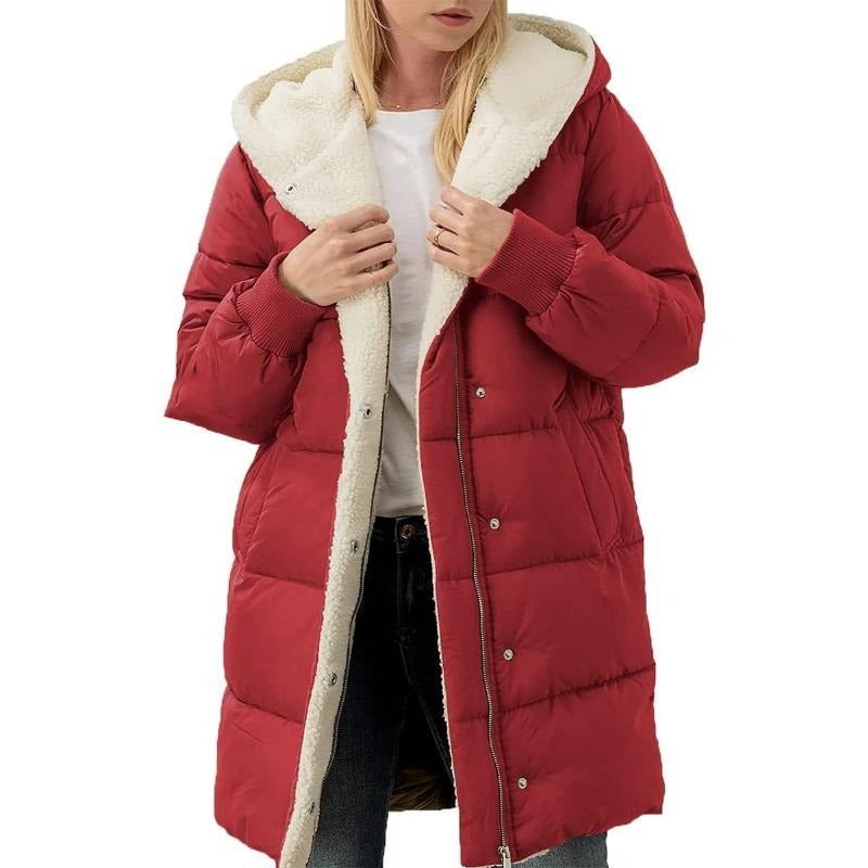 Wendbare Baumwoll Damen Winterjacke mit Kapuze - Nina