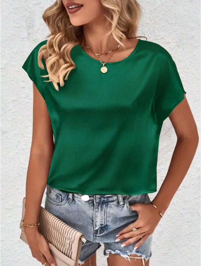 Stylish women's batwing sleeve shirt with round neck – Milena