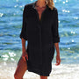 Luftiges Leinen-Hemdkleid - Marin