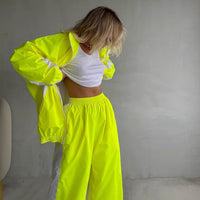 Women's Windbreaker Tracksuit Set with Wide-Leg Pants 6