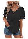 Luftiges & stilvolles Damen-Shirt mit Puffärmeln und Spitzenakzent – Noemi
