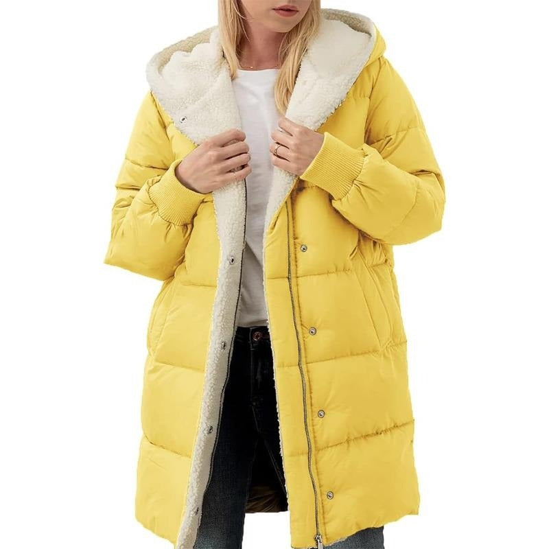 Wendbare Baumwoll Damen Winterjacke mit Kapuze - Nina