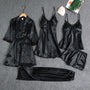 Satin-Schlafset 5-teilig mit Spitze für Damen – Liora