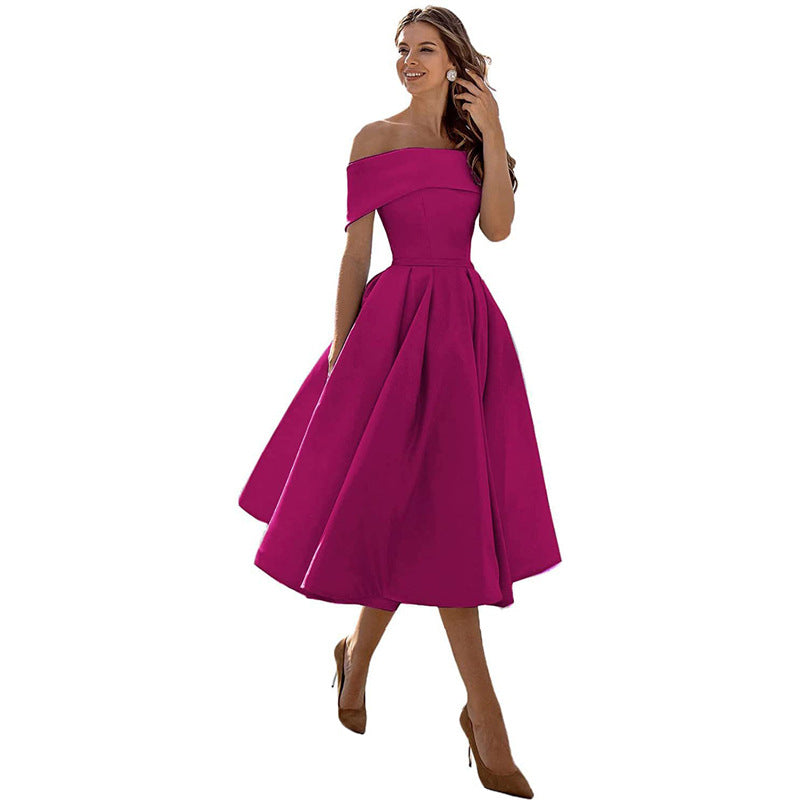 Schouderloos & Bodycon Satijnen Partyjurk - Mirella