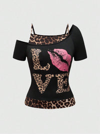 Trendy dames off-shoulder shirt met luipaardprint - Zaria