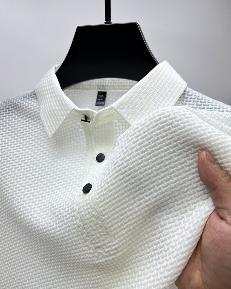 Ademend heren poloshirt met mesh-details en slim fit - Milan