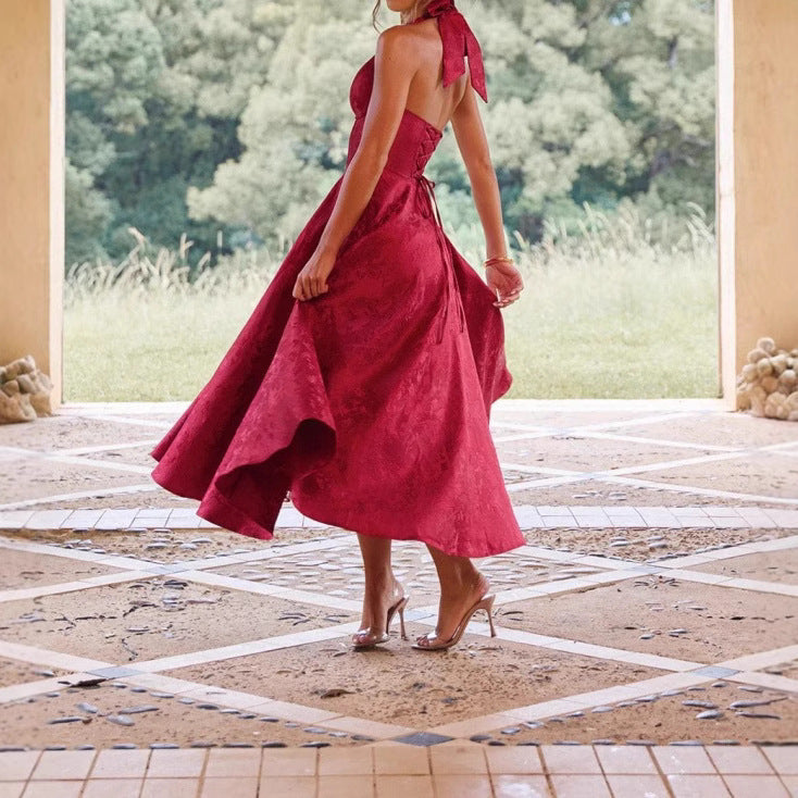Stilvolles Damen-A-Linien-Cocktailkleid mit tiefem V-Ausschnitt – Liora