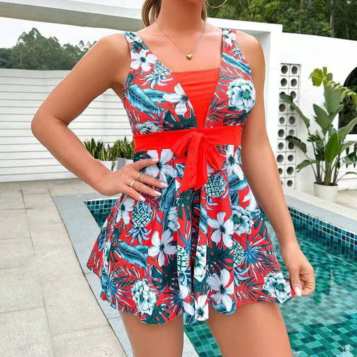 Trendy Tankini met Print en Rokstijl Split – Zamira