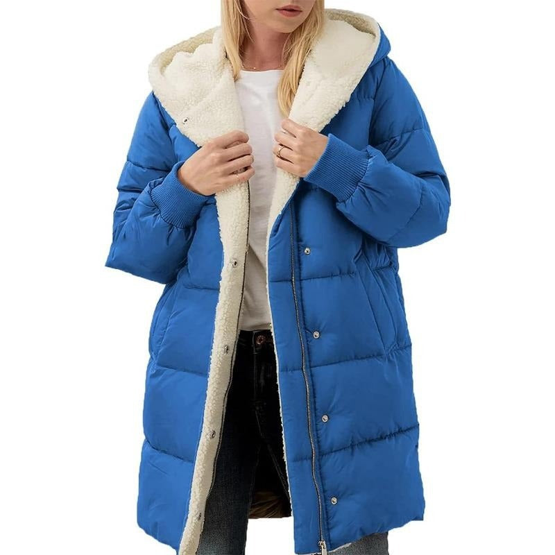 Wendbare Baumwoll Damen Winterjacke mit Kapuze - Nina