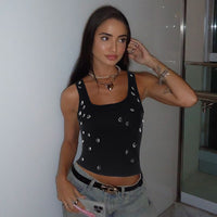 Trendy women's crop top with decorated detail and figure-accentuating cut - Liora