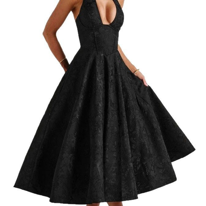 Stilvolles Damen-A-Linien-Cocktailkleid mit tiefem V-Ausschnitt – Liora