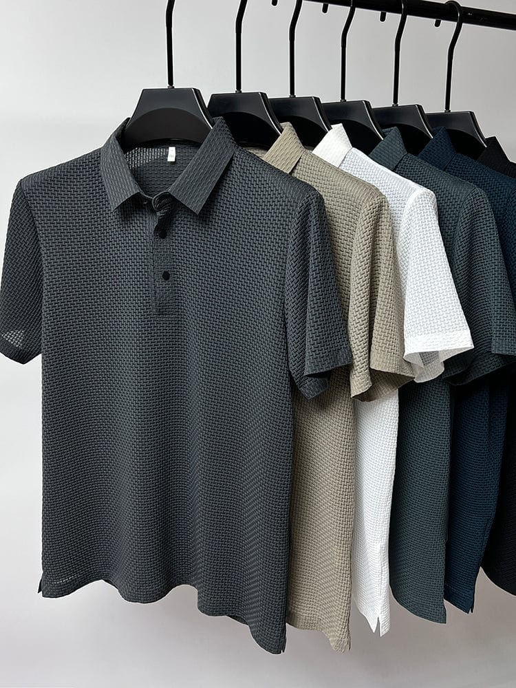 Ademend heren poloshirt met mesh-details en slim fit - Milan