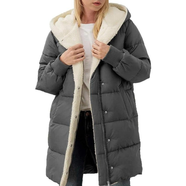 Wendbare Baumwoll Damen Winterjacke mit Kapuze - Nina