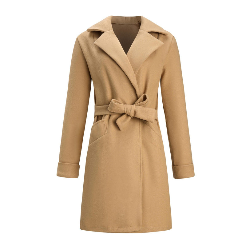 Langer doppelt geknöpfter Woll-Look Mantel für Damen - Elise
