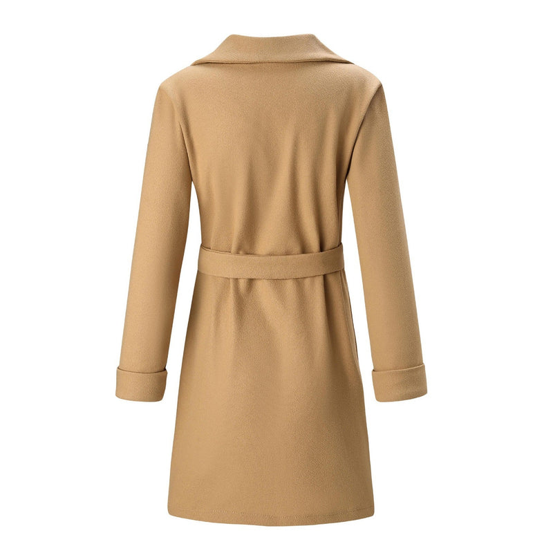 Langer doppelt geknöpfter Woll-Look Mantel für Damen - Elise