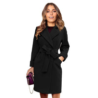 Langer doppelt geknöpfter Woll-Look Mantel für Damen - Elise