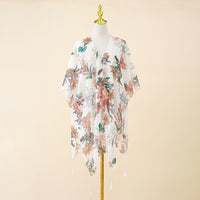 Kimono-Cover-up mit Blumenmuster und Quasten – Liora