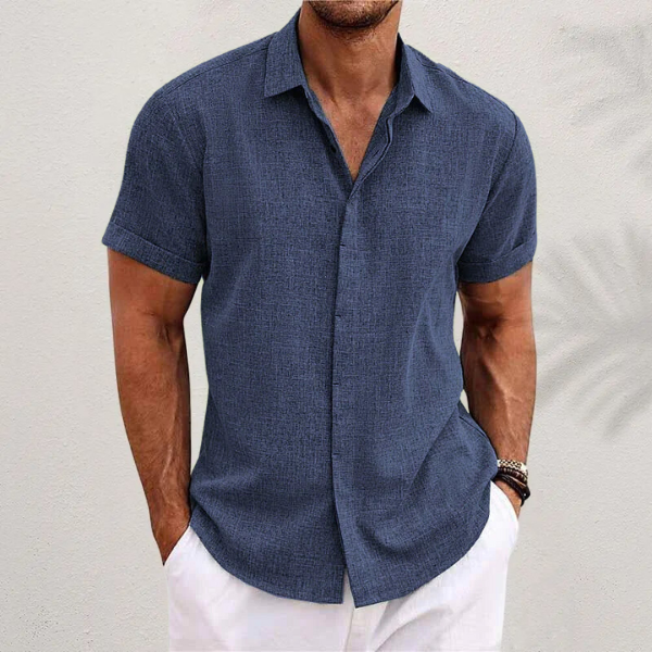 Short sleeve cotton-linen shirt for men – Oscar