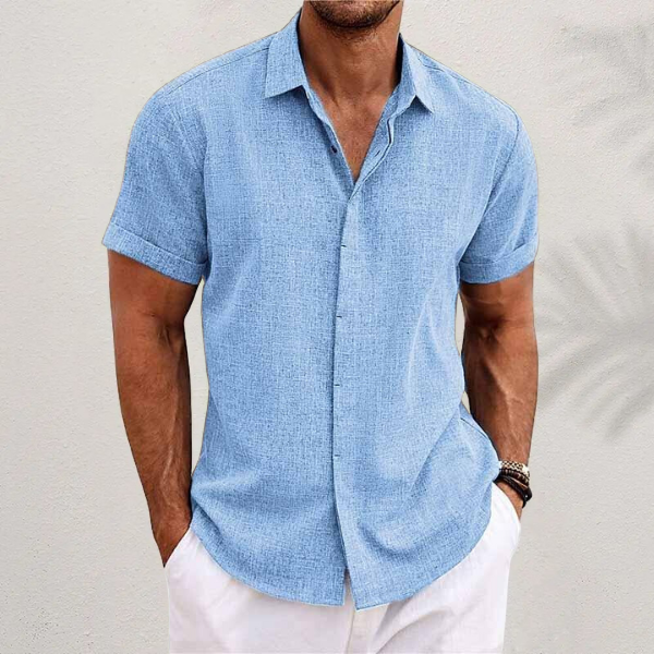 Short sleeve cotton-linen shirt for men – Oscar