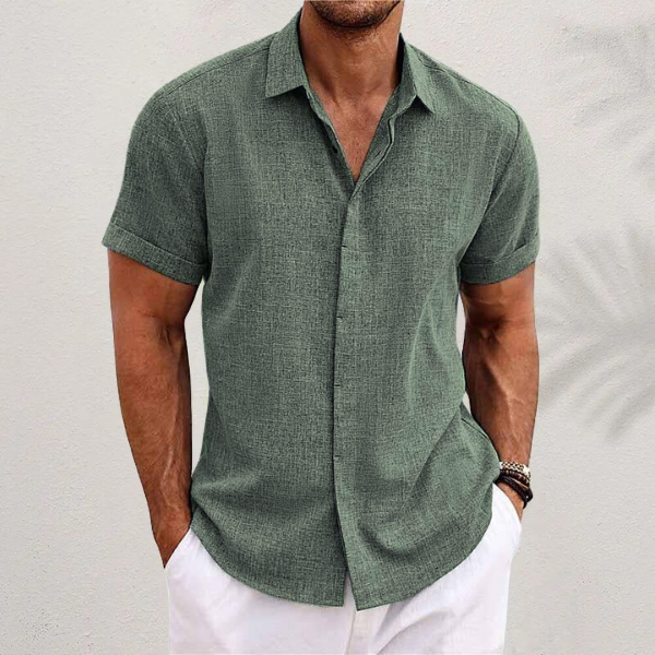 Short sleeve cotton-linen shirt for men – Oscar