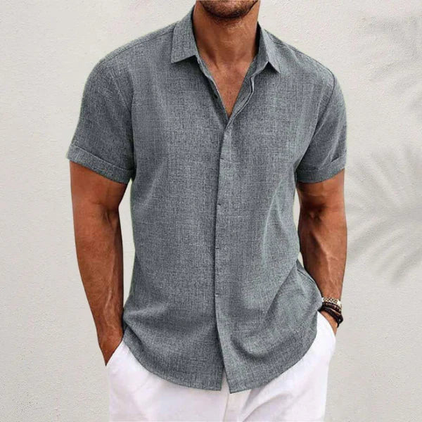 Luchtig herenlinnen shirt met korte mouwen - Matteo