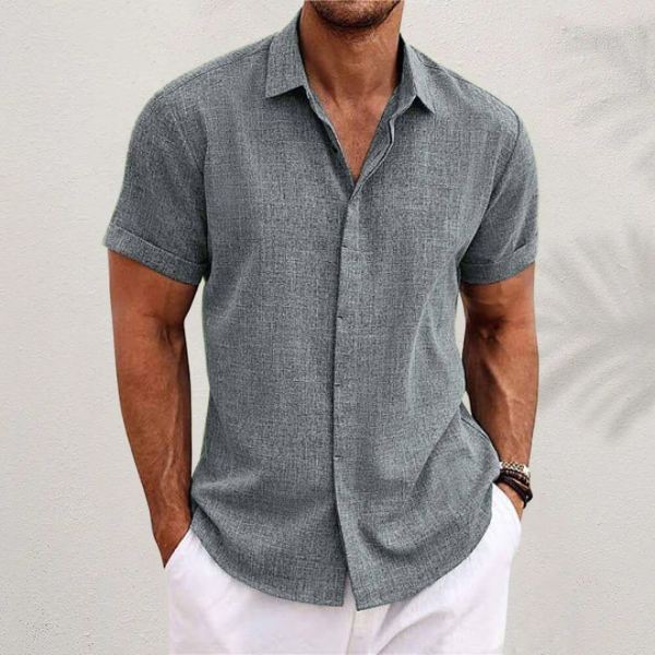 Short sleeve cotton-linen shirt for men – Oscar
