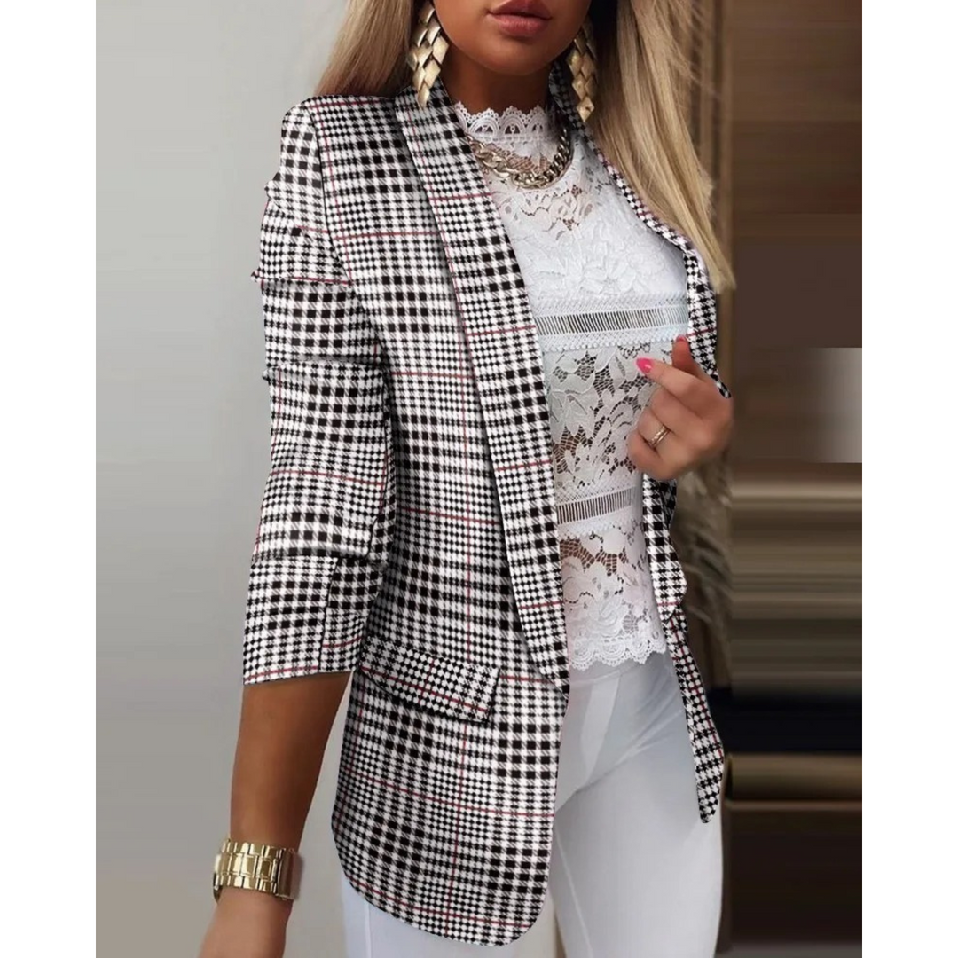 Damenblazer mit Umschlagkragen und Print - Bella