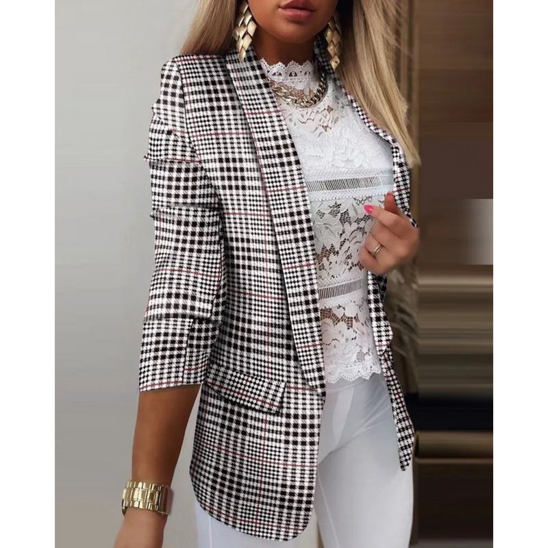 Damenblazer mit Umschlagkragen und Print - Bella