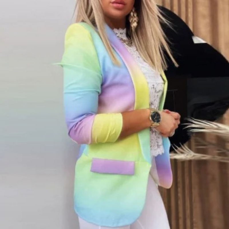 Damenblazer mit Umschlagkragen und Print - Bella