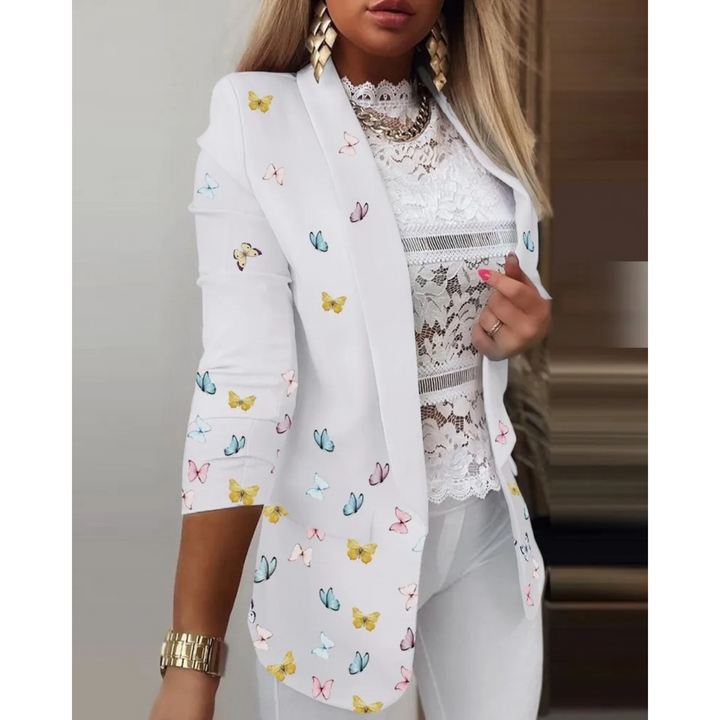 Damenblazer mit Umschlagkragen und Print - Bella