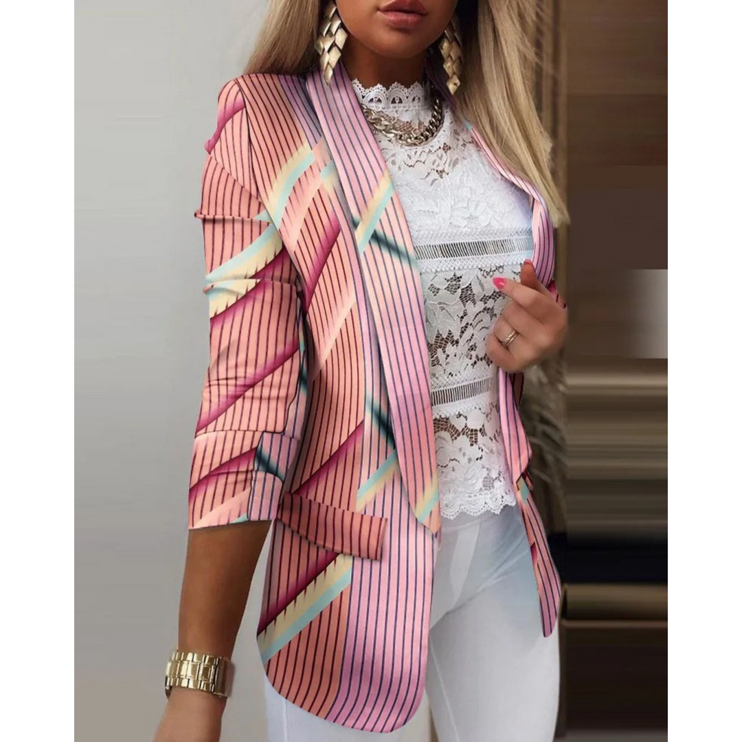 Damenblazer mit Umschlagkragen und Print - Bella