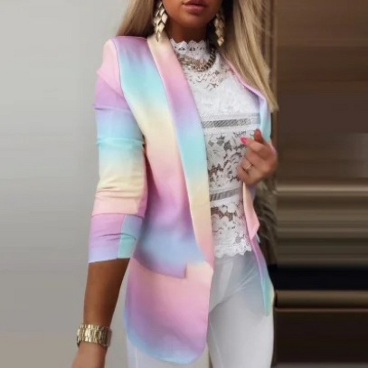 Damenblazer mit Umschlagkragen und Print - Bella