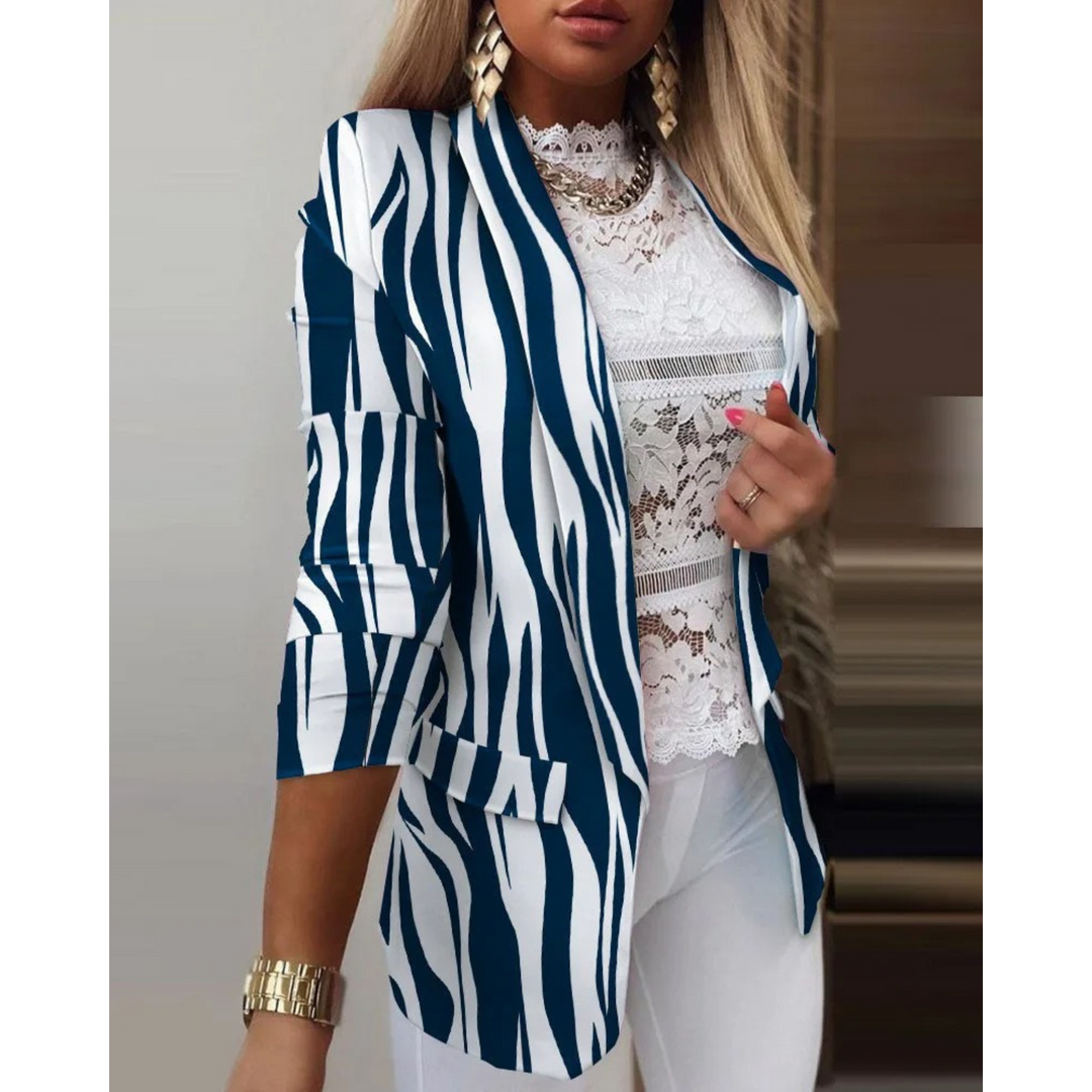 Damenblazer mit Umschlagkragen und Print - Bella