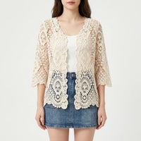 Open Front Crochet Style Cardigan -  Margie